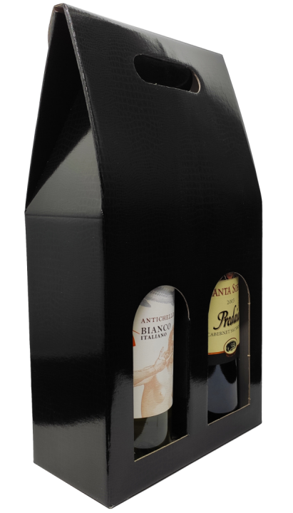 30-05 Cutie cu fereastra din carton negru Bordeaux 2 sicle de vin