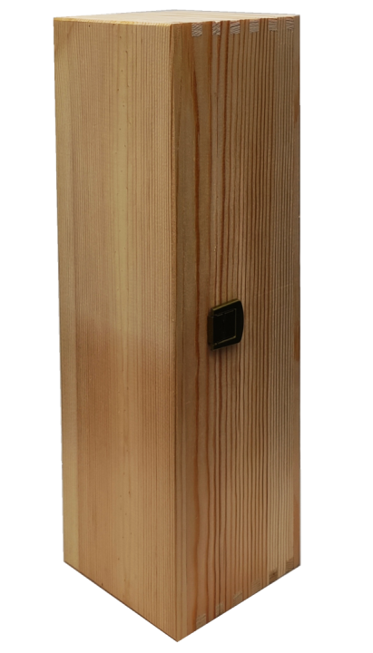 30-05 Cutie de lemn pentru sicla de vin 750ml cu protectie din carton