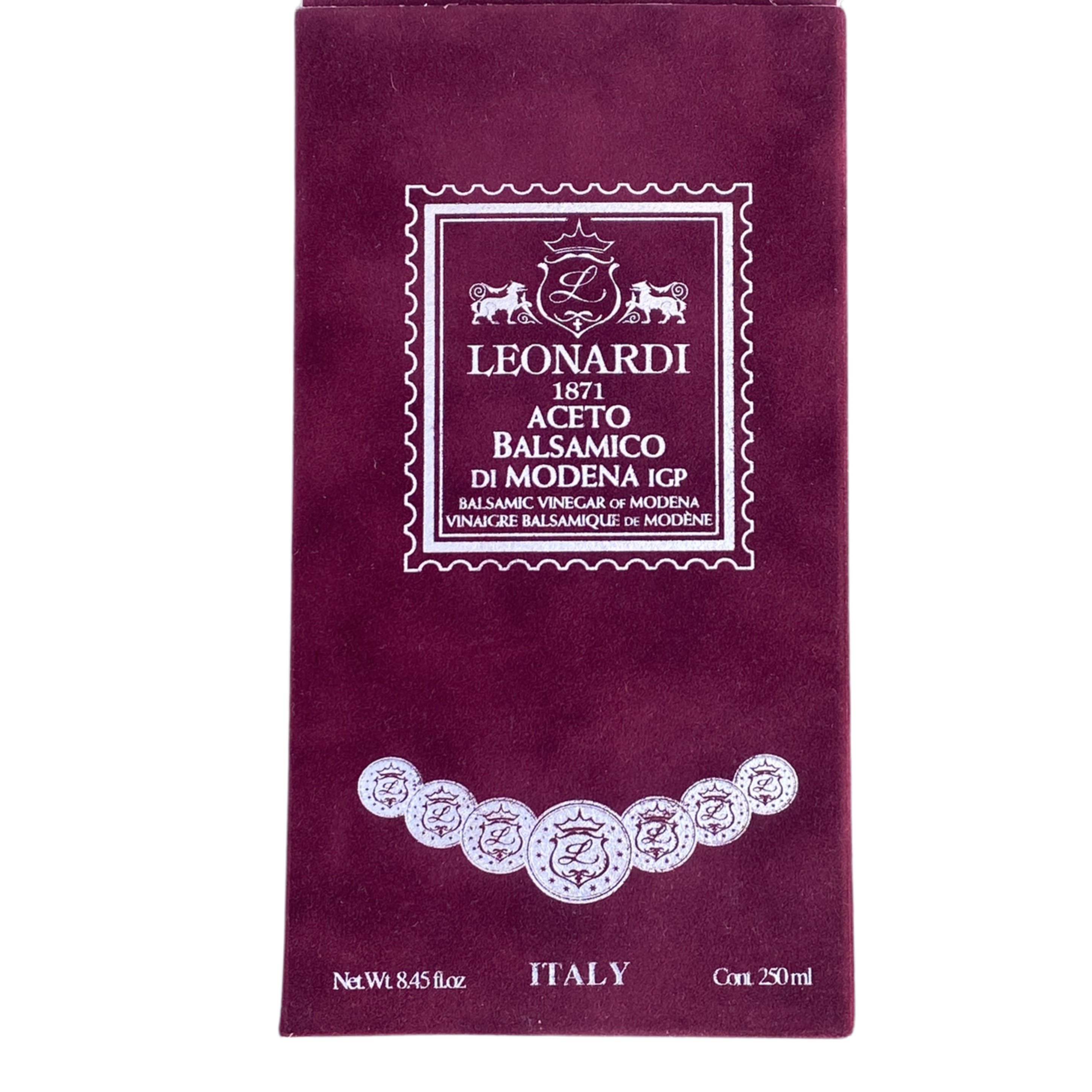 Leonardi Otet balsamic di Modena IGP in cutie de catifea bordo 250 ml