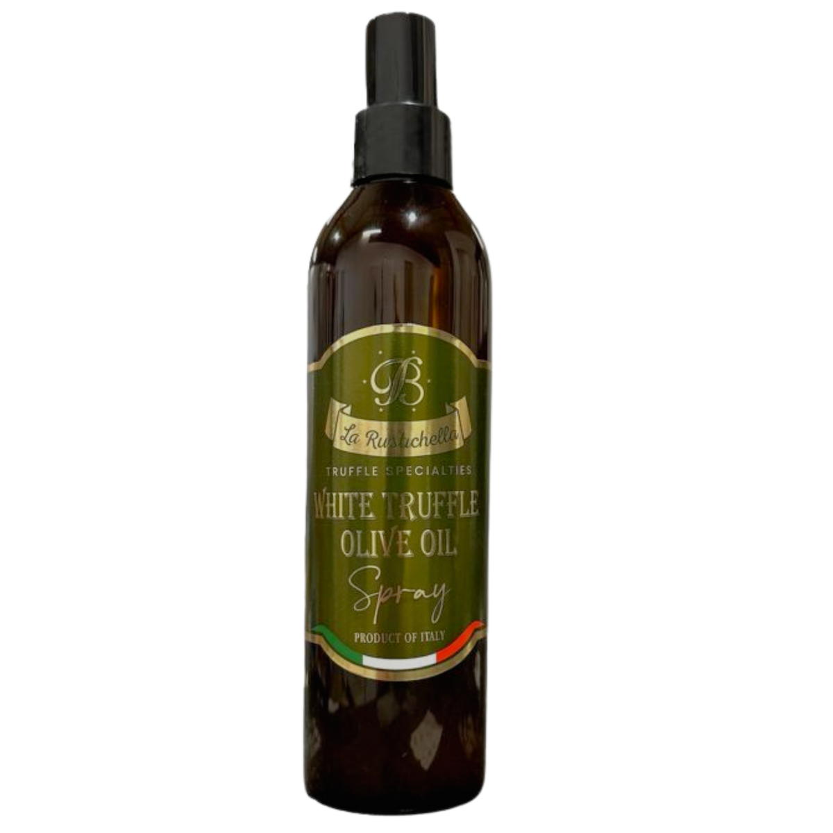 La Rustichella spray ulei de măsline cu trufe albe 250ml, ulei aromat cu trufe pentru paste, risotto, bruschette, crostini, ouă, carne, pește și legume, specialitate gourmet și produs de băcănie italiană pentru preparate rafinate
